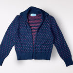 Brenda French For French Rags Vintage Patterned Collared Sweater Size S Black Photo 0