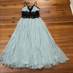 Marchesa Notte Silk Chiffon Slip Dress Formal Evening Gown Womens 8 Lace Trim Blue Photo 3