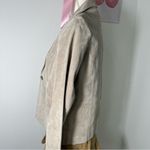 American Vintage Vintage 90s Cream Beige Genuine Leather Suede Button Blazer Coat Womens Medium‎ Photo 3