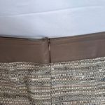 Akris Punto Tan Tweed with Leather Trim Back Zip Pencil Mini Skirt Size 8 Photo 4