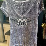 Route 66  T-Shirt - Grey, V-Neck Size:Med - Black/White Like Denim w/ Qtr Sleeves Photo 1