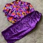 A’ Milano Floral Satin Pajama Set SIZE M Purple Size M Photo 0