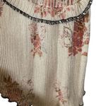 Free People  Cream Floral Peplum Low V-Neck Blouse Women Sz M Photo 4