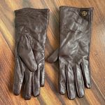 Adrienne Vittadini  Oxblood Leather Gloves Cashmere Wool Lining Size Medium Photo 2