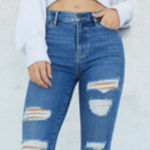 PacSun Medium Indigo Blue Perfect Fit Ripped Jeggings Skinny Jeans Size 25 Photo 0