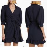 Cinq à Sept  Vickie Wrap Ruffle Mini Dress Size US 4 Navy Photo 8