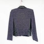 St. John  Collection Gray Black Tweed Zip Jacket Leather Panels Size S Photo 6