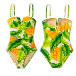 Kona Sol $40 Retail NWT Women's Bandeau Swimwear Banana Print Photo 1