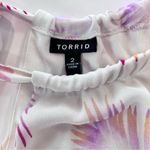 Torrid White Pink Palm Leaf Chiffon Sleeveless Keyhole Cutout Maxi Dress 2X Photo 9