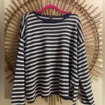 Eileen Fisher Striped Navy & White Sweater Linen Sz L Classic Fisherman Preppy Photo 2