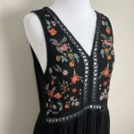 World Market Dress Womens Small Medium Black Embroidered Floral Maxi Boho India Photo 5