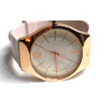 Ding Feng Fashion Rose Gold Tone White Face Pink Silicone Band New Battery Watch Photo 1