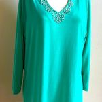 Ruby Rd  women’s Large mint top with jeweled neck accents Photo 0