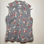 Black and White Sleeveless Fitted Blouse Size 12 Photo 1