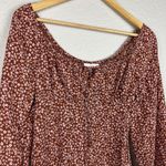 Lush Clothing Lush Women's Brown Pink Floral Long Puff Sleeve Round Neck Mini Dress S Photo 1