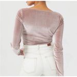 Urban Outfitters Pink Mauve Velvet Ruched Cropped Long Sleeve Top Women's Size M Photo 1