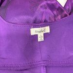 Studio Y Satin Purple Floral Ruched Bra Padded Top Sleeveless Photo 3