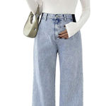 NWT MakeMeChic Maternity Jeans Wide Leg Over Belly Denim – Small Blue Size undefined Photo 0