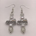 Handmade Farmhouse Aesthetic Beaded Hook Earrings Feat Faux Pearls Black Photo 2