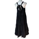 Greek Archaic Kori Black Cotton Gauze Tiered Flowy Maxi Halter Dress, Sz XS Photo 4