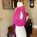 Shoefly Pink Leather Look Top Drawstring Cropped Hem Photo 3