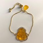 Plated Gold Yellow Laughing Buddha Adjustable Bracelet Photo 0