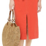 Free People  Easy Breezy Linen Cotton Midi Skirt Size 4 Coral Boho Chic Photo 0