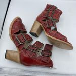 FREEBIRD by Steven Freebird Blake Red Leather Heeled Sandals Size 9 boho Western bohemian distress Photo 6