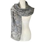 Women's black and gray floral rectangle scarf wrap 52" L x 11" W accessories Photo 4