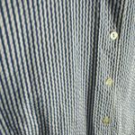 L.L.Bean Blue White Pinstriped 100% Cotton 3/4 Sleeve Collared Button Up Size M Photo 2