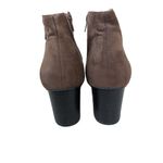 Andrew Geller  Spinda Peep Toe Ankle Booties Embroidered Brown Faux Suede 11 M Photo 5