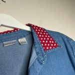 vintage 90s 1990s retro red white Blue denim button Photo 6