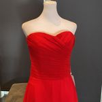 Women’s Full Length Red Chiffon Prom Party Dress Sweetheart Neckline Size 6 NWT Photo 1