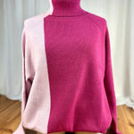 First Love  Turtleneck Colorblock Slouchy Soft Knit Pink Lavender Sweater 3X New Photo 0