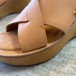 Kork Ease Leather Cross Strap‎ Wedge Sandals Slides Women's Size 7 / 38 Tan Photo 4