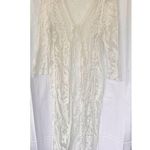 Boho Kimono Cardigan Women’s Size Medium Sheer Cream Long Lace Duster Festival Photo 0