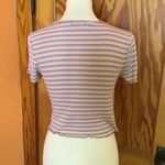 Live in the Moment Pink Striped Baby Doll Cropped T Shirt Photo 5