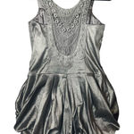 Jessica McClintock Womens Dress 12 Gray Pleated Bubble Skirt Metallic Formal Photo 0