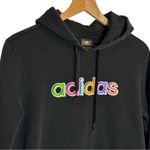 Adidas Women’s  black multicolor logo graphic fleece hoodie size medium Photo 1