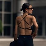 CSB Serenity Lexi Crop top tank sports bra navy criss cross strappy back Blue Size XS Photo 2