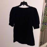 Doe & Rae  Black Poof ruched sleeve Blouse Top Basic Neutral Minimal Office Photo 6