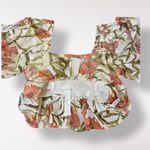 Moodie Floral Smocked Blouse‎ Womens Size XS Cottage Core Cream Pink Photo 5