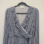 Tularosa  Charleston Ruffled Long Sleeve Mini Dress In Blue Medallion S Photo 2