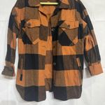 Blu Pepper Orange Plaid Buffalo Print Shacket Sz S Photo 3