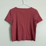 American Eagle  Outfitters Rose Ribbed Cropped Size Large Soft Short Sleeve Top Photo 7