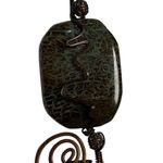 Vintage Large Stone Bronze Metalwork Brooch Pin Men Women Fashion Accessories Green Photo 5