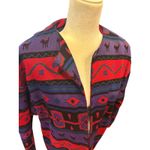 Vintage 90s Southwest Style Cardigan Open Front Knit Jacket Colorful Purple Size 12 Photo 1