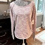 Free People Pink Combo Long Sleeve Textured Knit Top Size L (NWT) Photo 1