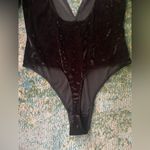Victoria's Secret Victoria’s Secret velour long sleeve plunge open back thong bodysuit, size M/L Photo 5