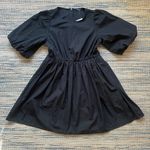 Madewell NWT  Poplin Crewneck Bubble-Sleeve Mini Dress in True Black Size 8 Photo 1